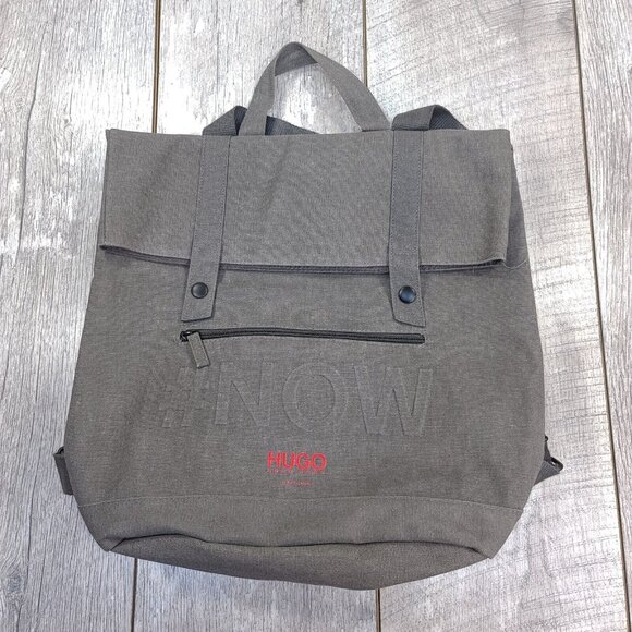Hugo Boss Now Parfums Canvas Messenger Backpack Rucksack Bag Gray - Picture 1 of 10